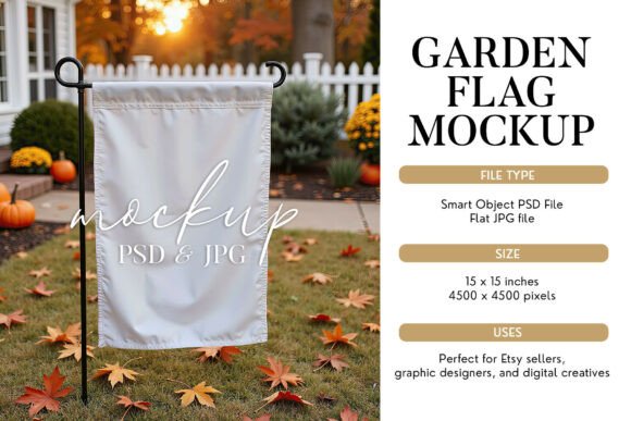Download PSD Smart Object Fall Garden Flag Mockup - Flag mockup Collection